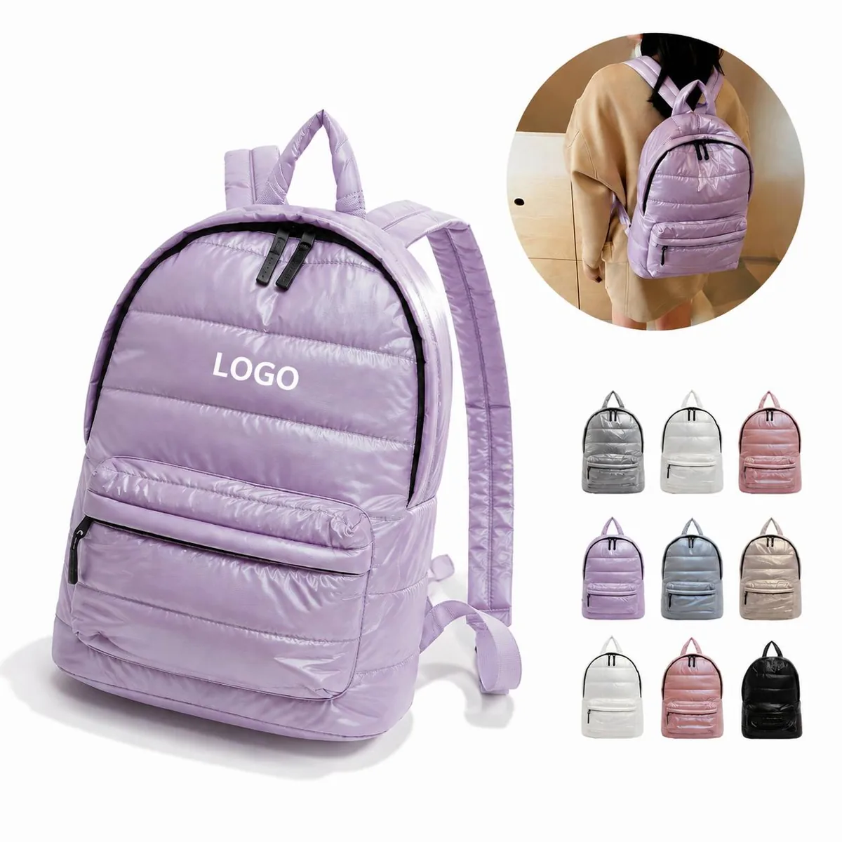 Women's Lightweight Large-Capacity Polyester Backpack