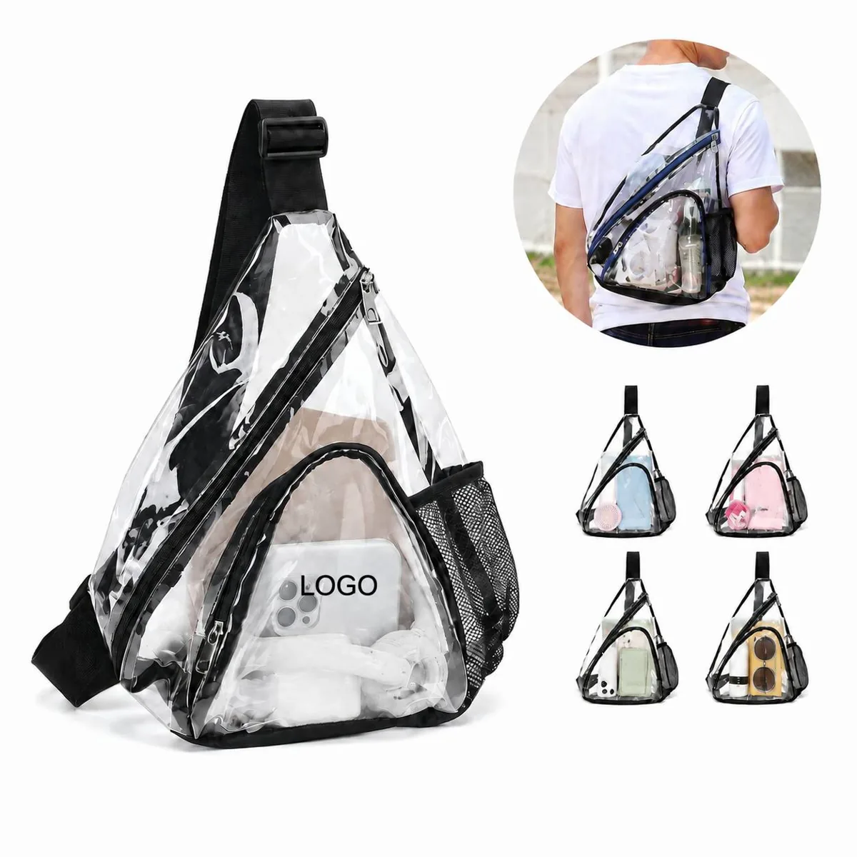 Clear PVC Sling Bag Waterproof Travel Crossbody Purse