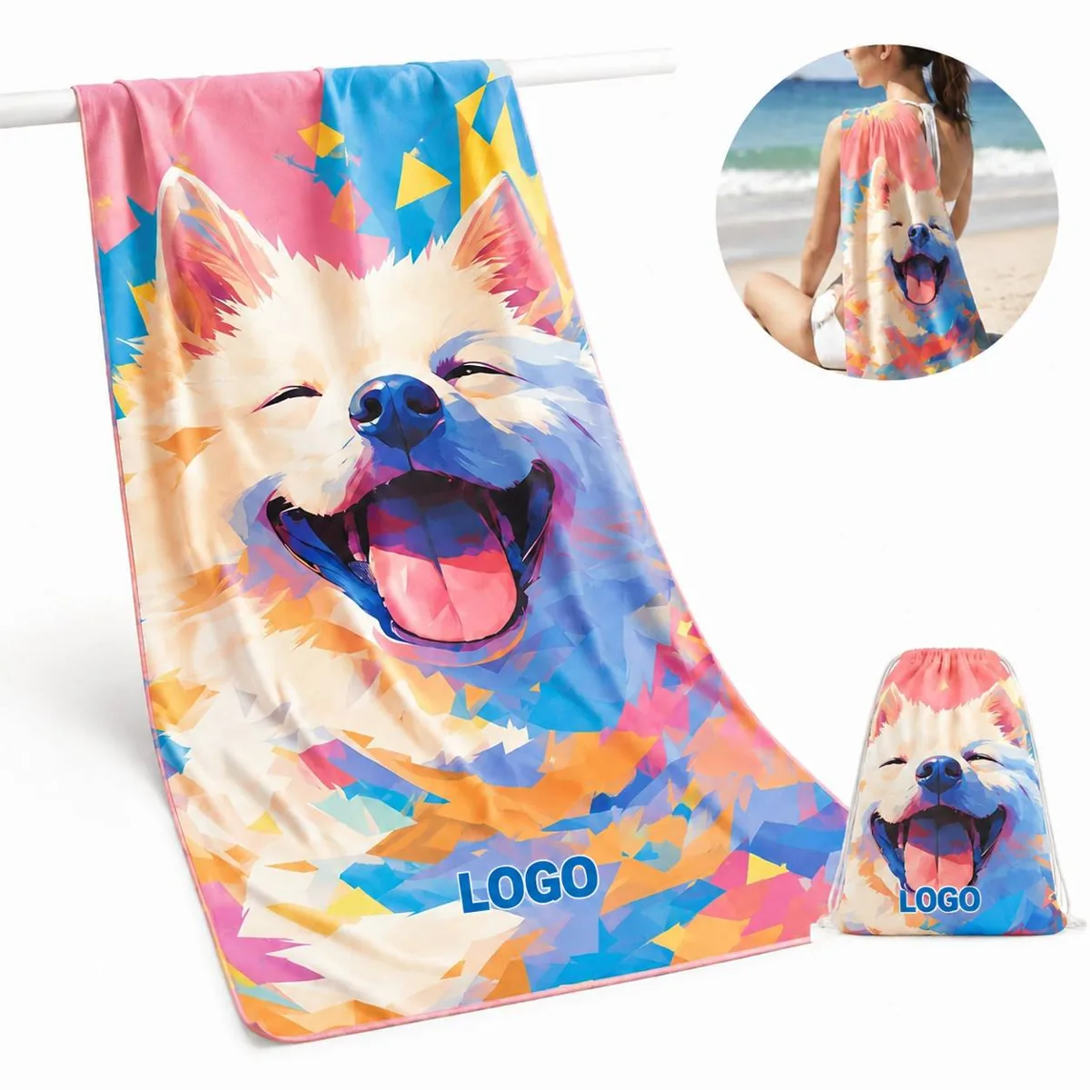 Quick Dry Microfiber Beach Towel Backpack