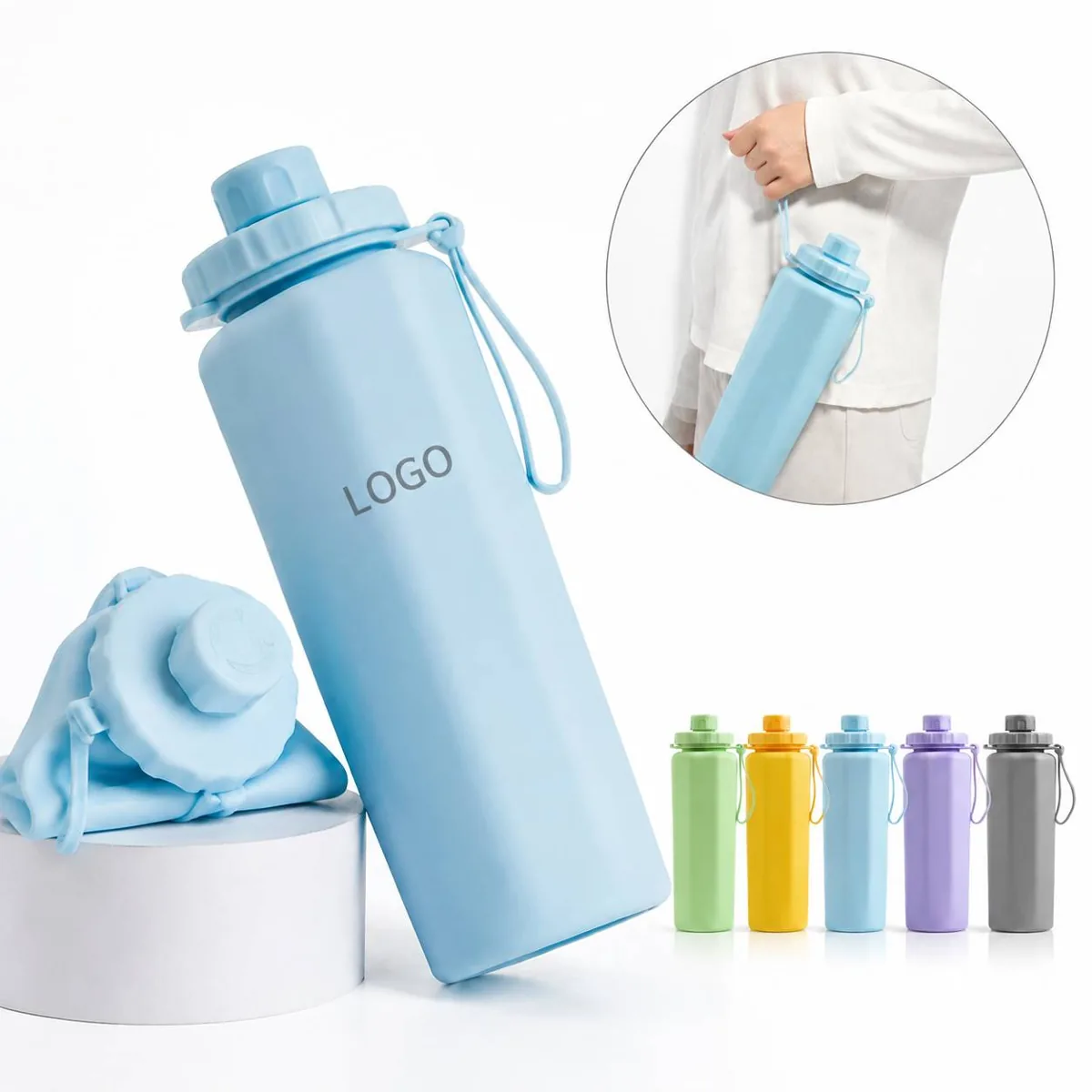 Collapsible Food-Grade Silicone Water Bottle for Travel