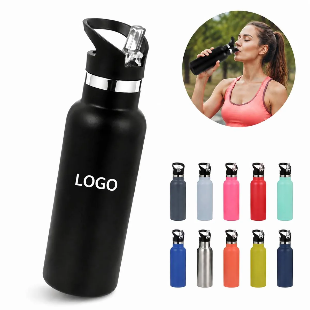 Crown Design 24oz Insulated Double Wall Sports Water Bottle
