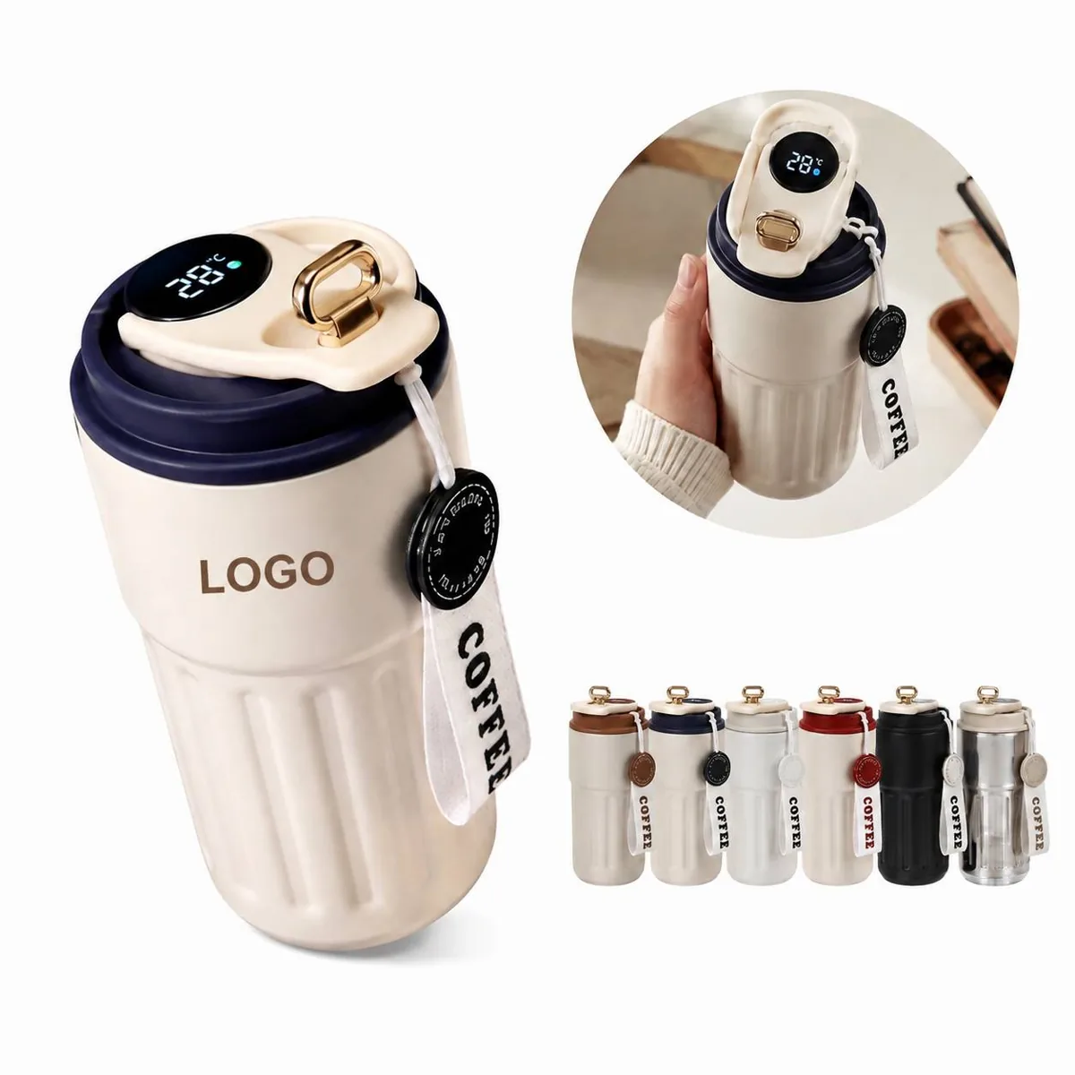 Smart Vacuum Insulated Travel Mug with Heat Reading, 15oz