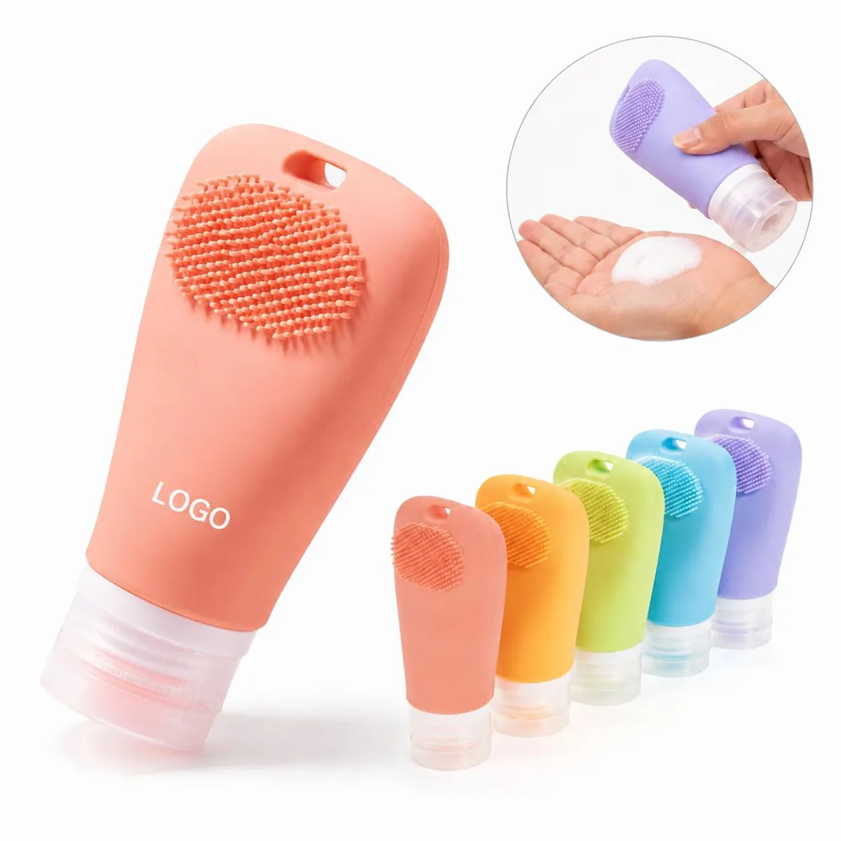 2oz Silicone Travel Bottles with Brush Top Suction Cup