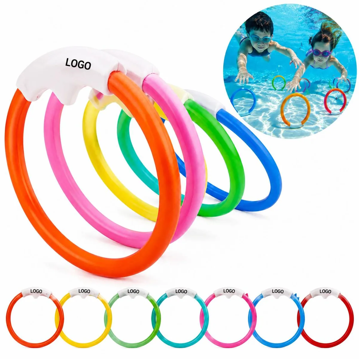 8 Pack Shark Diving Rings Pool Toys for Swimming Practice