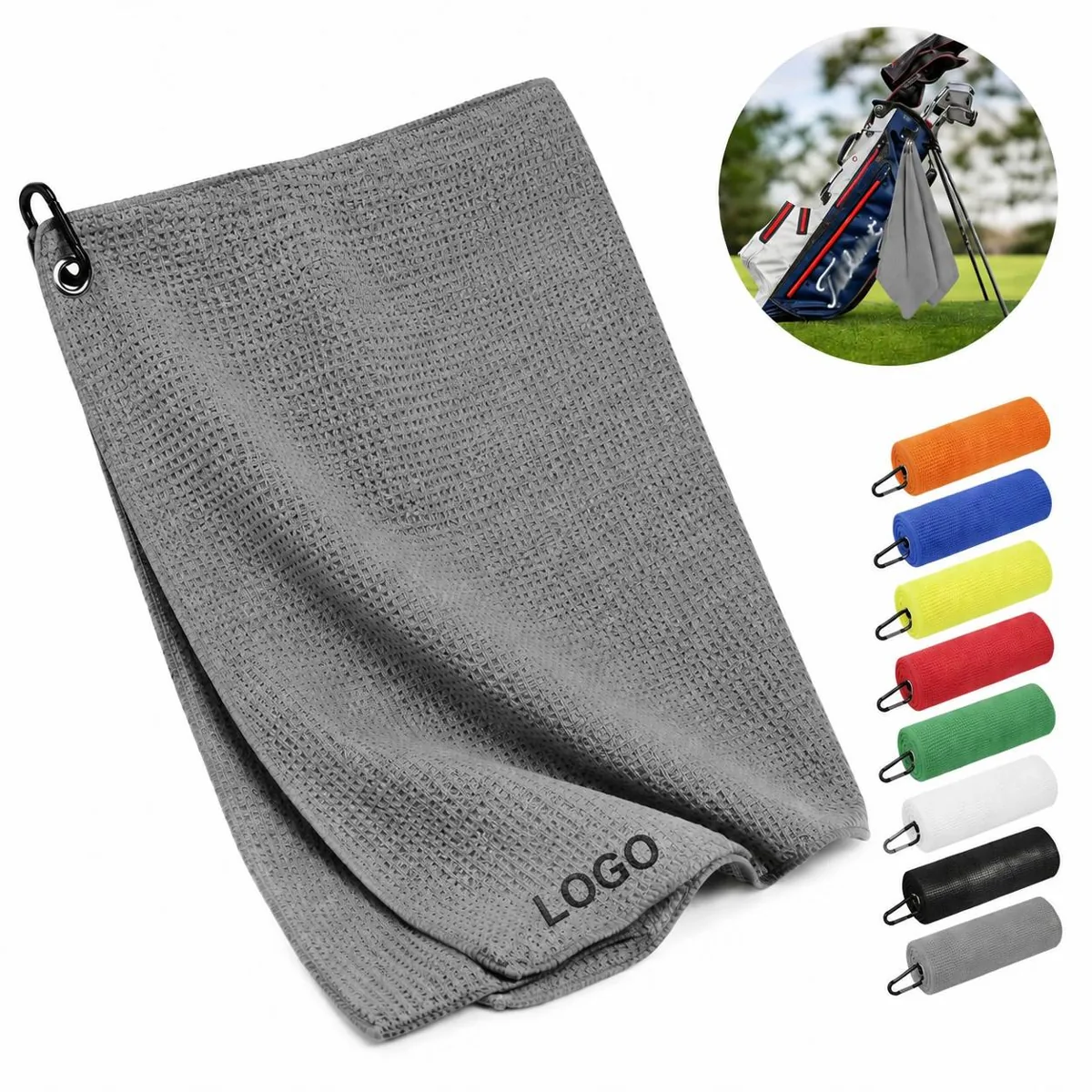 Elite Microfiber Golf Towel, Waffle Weave, Highly Absorbent