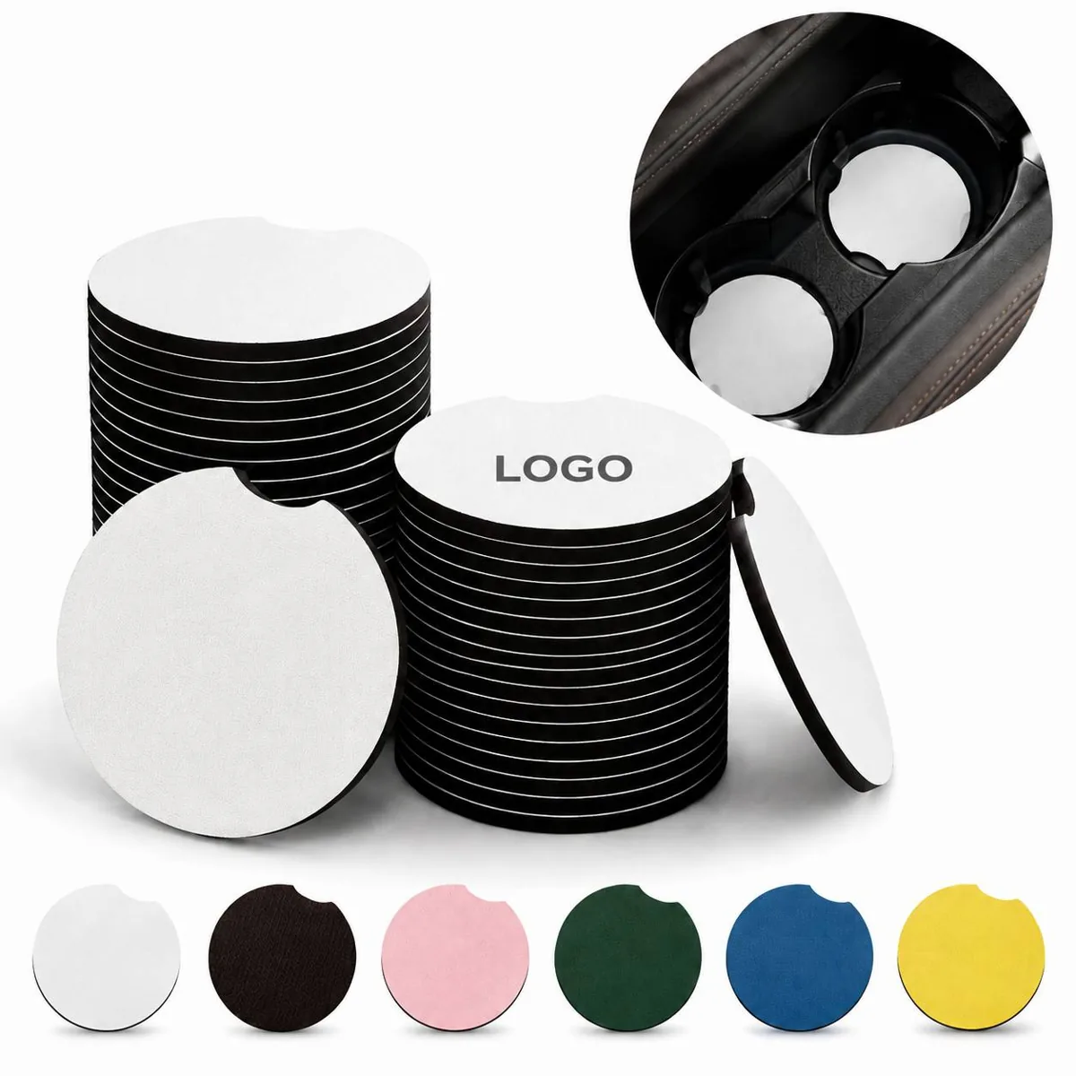 Custom Synthetic Rubber Sublimation Car Coasters Set