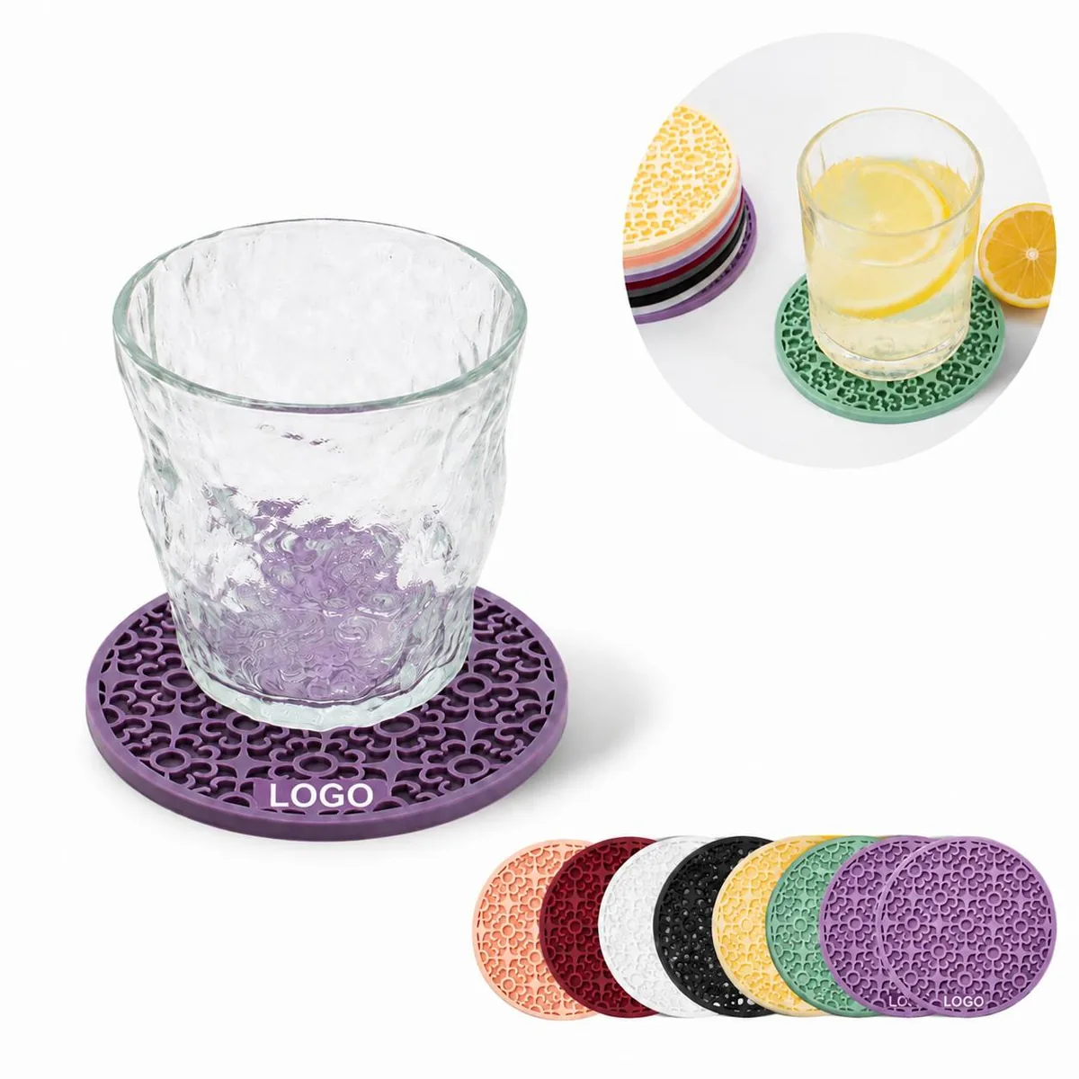 3D Floral Silicone Coasters Set, Non-Slip Heat Resistant