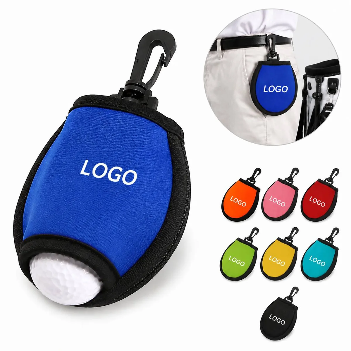Portable Golf Ball Washer Pouch with Built-in Brushes