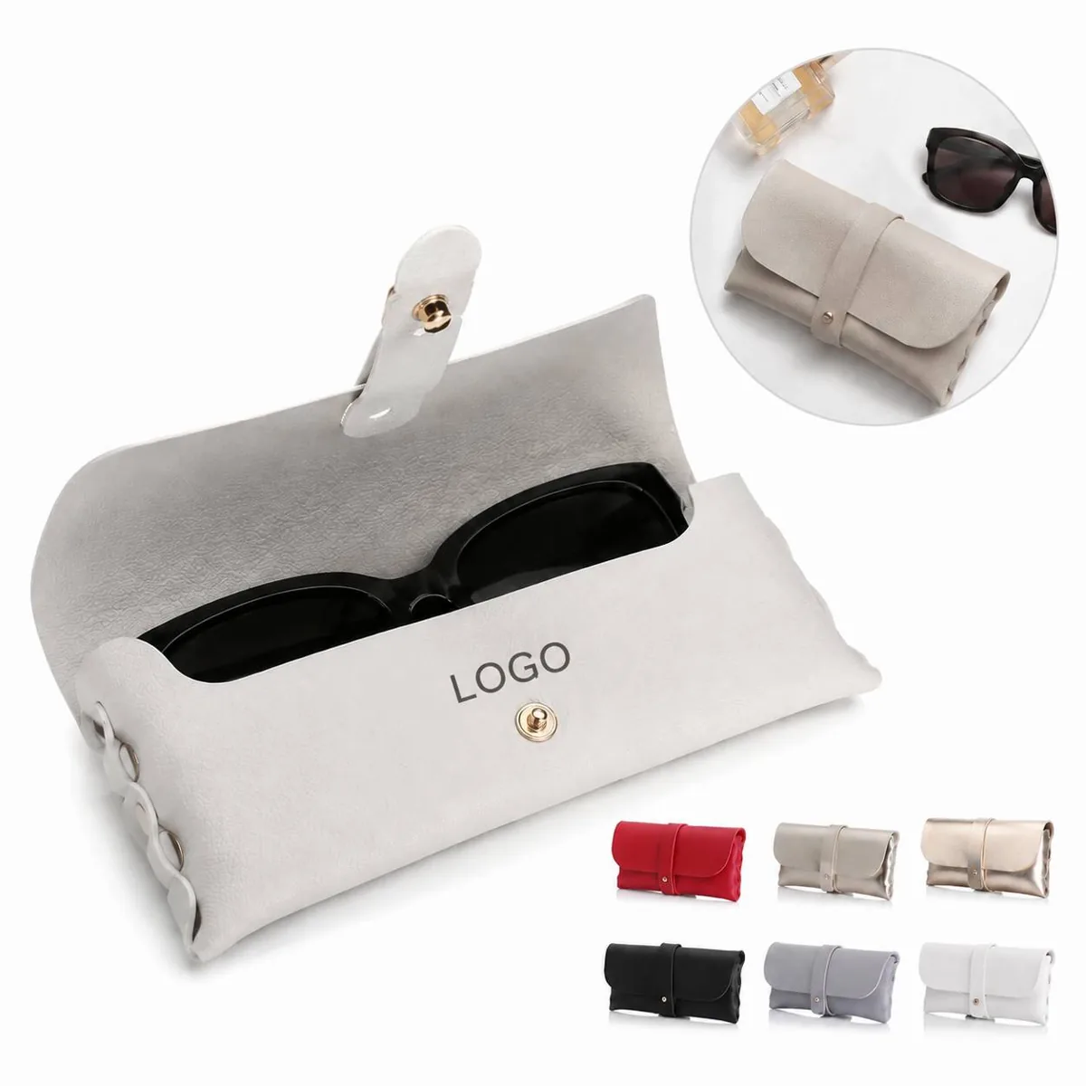 Minimalist Leather Eyeglass Pouch with Snap Closure