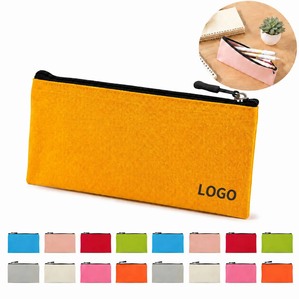 Compact Cotton Zippered Pen Case for Organization