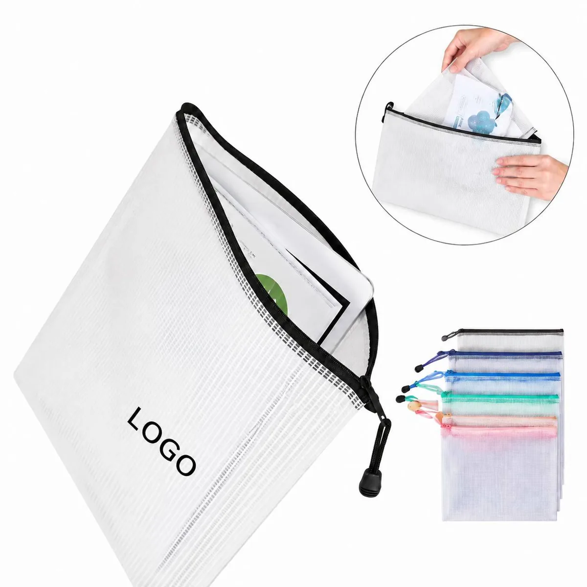 Document Storage Plastic Mesh Zipper Pouches
