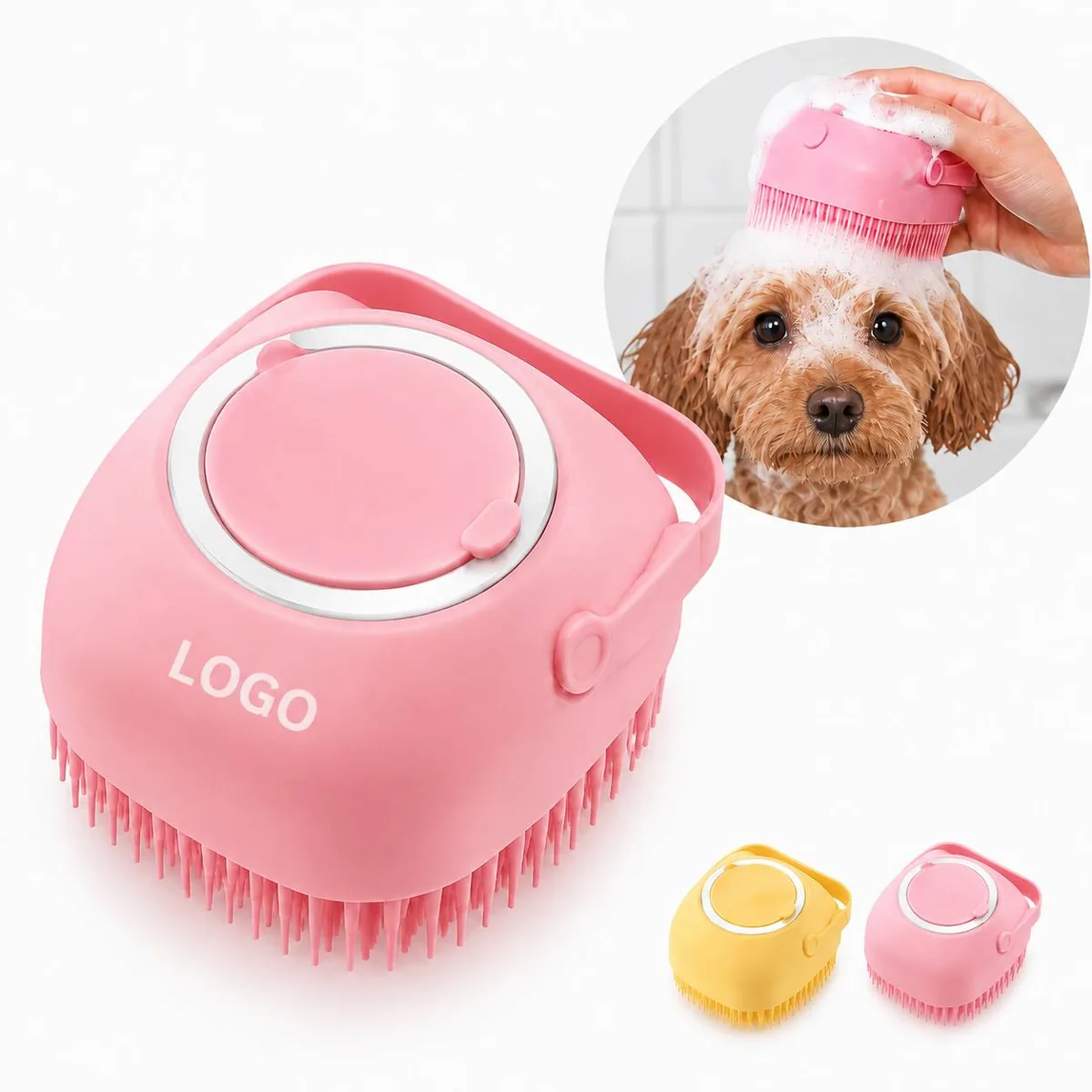 Silicone Pet Shampoo Brush with Dispenser for Dogs Cats