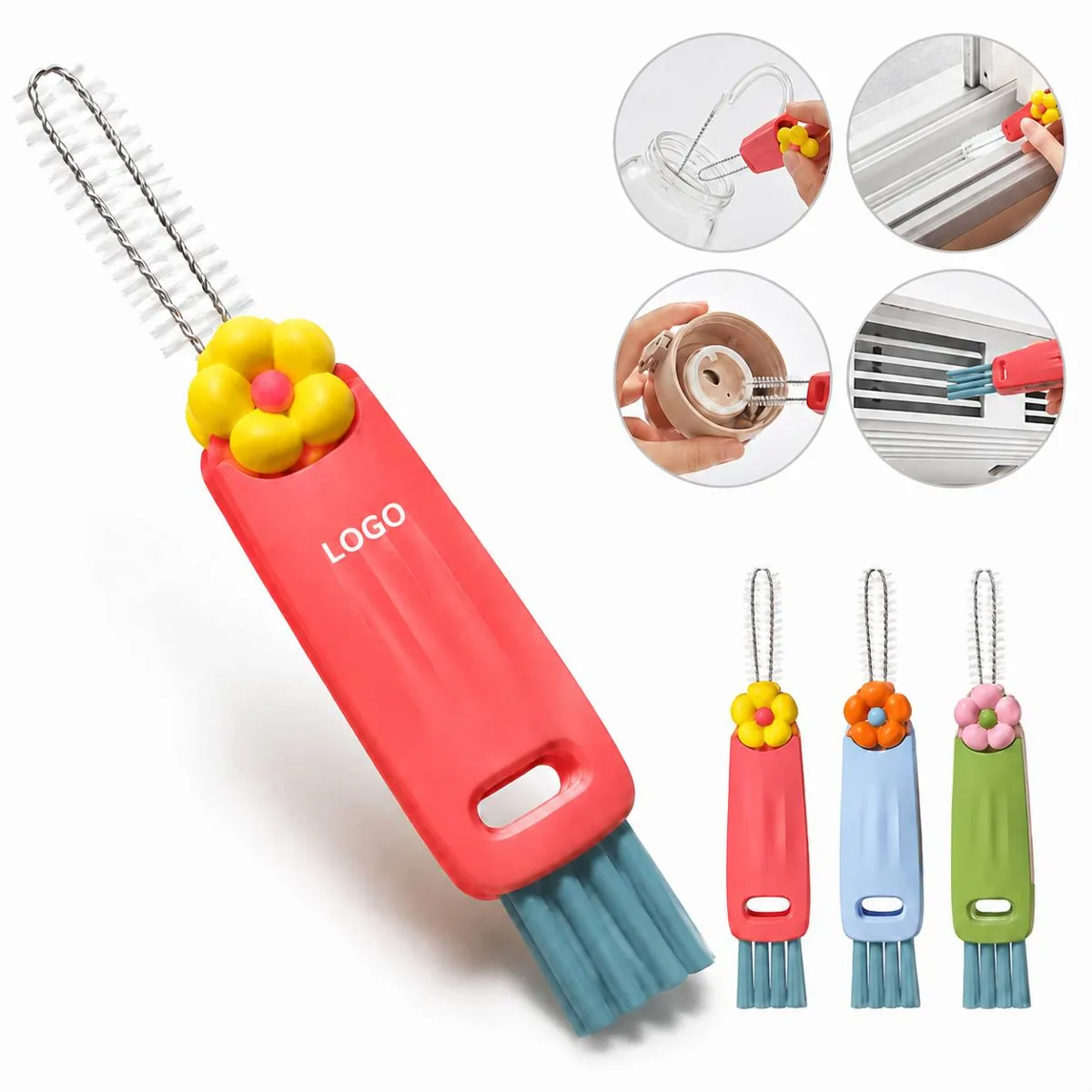 3-Pack Multi-Color 3-in-1 Bottle & Cup Lid Cleaning Brushes