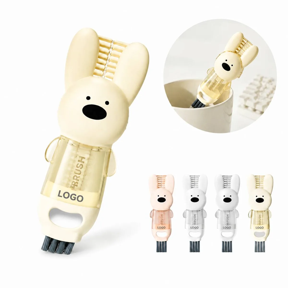 Triple Use Cup Lid Bottle Cleaning Brush with Ergonomic