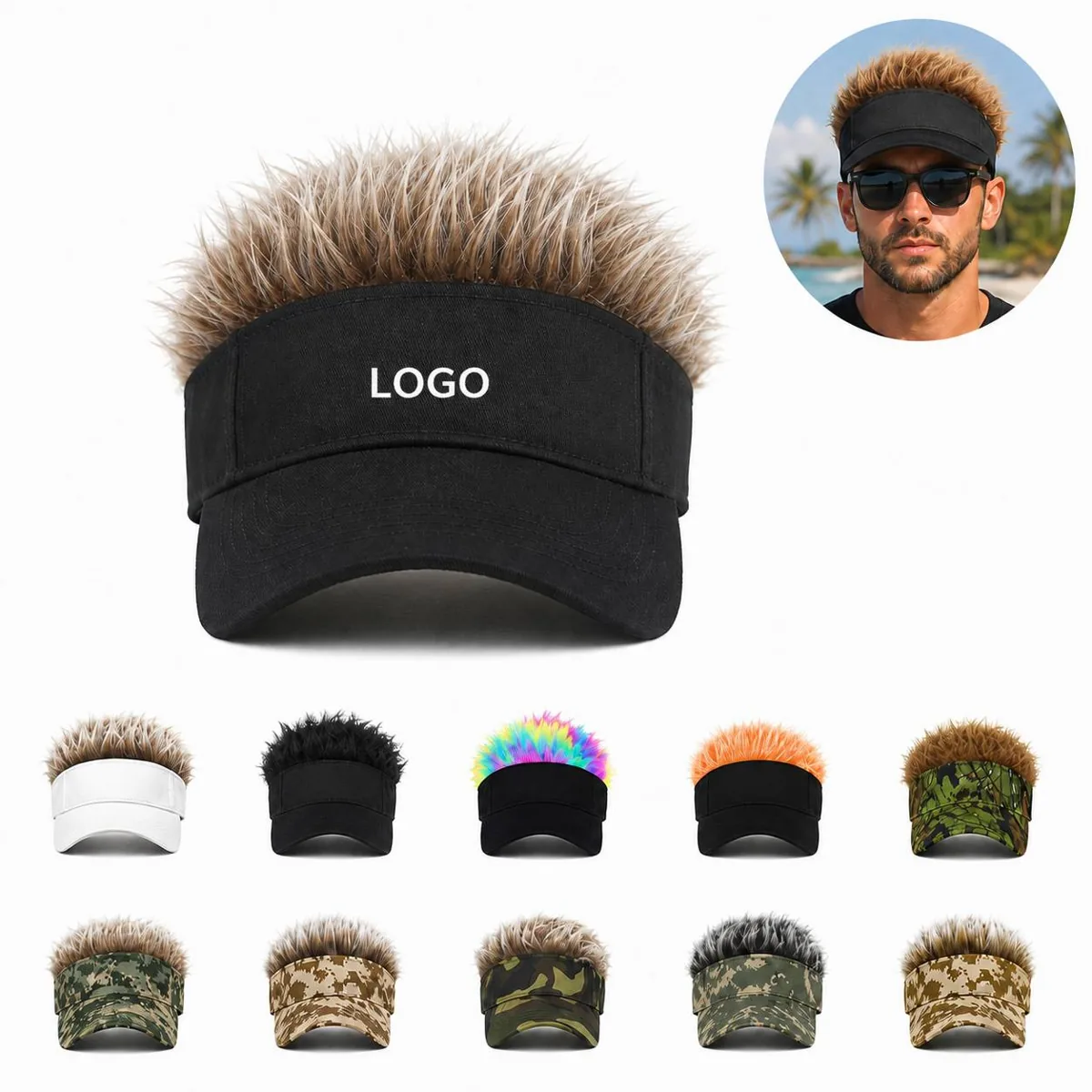 Camouflage Fluffy Wig Baseball Hat for Outdoor Fun