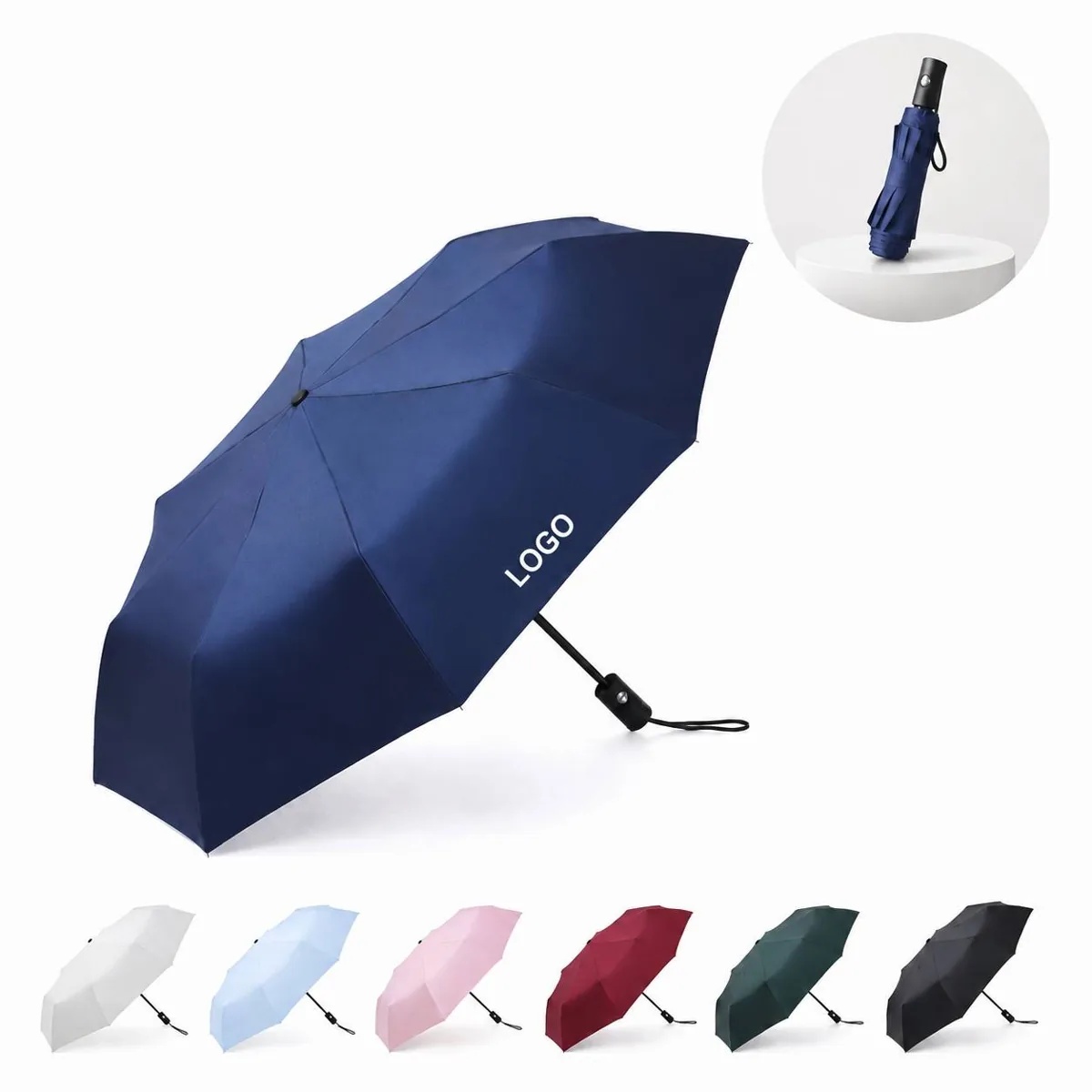 Automatic Push Button Compact Umbrella, Large Canopy