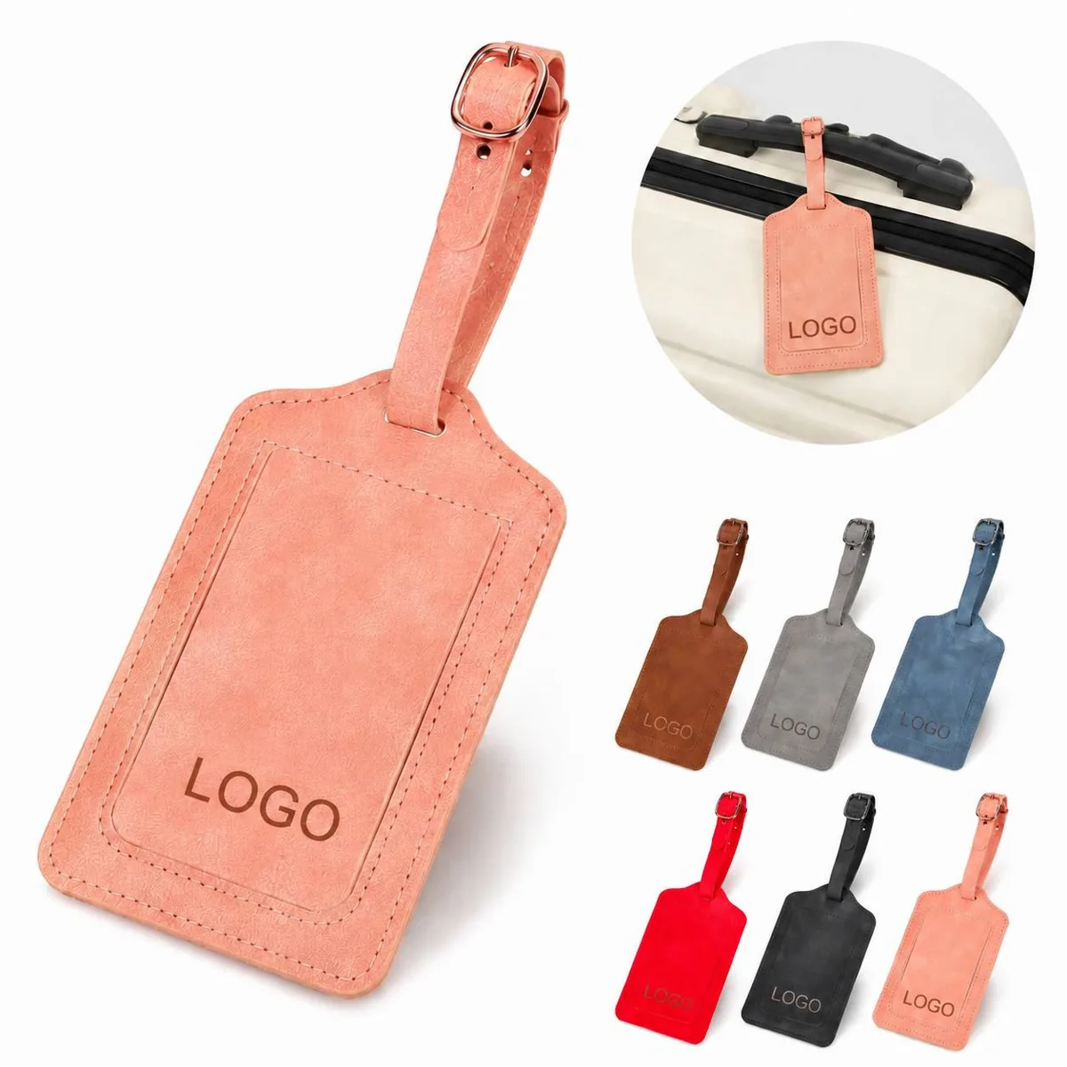 Custom PU Leather Travel Luggage Tag with Embossable Logo ID
