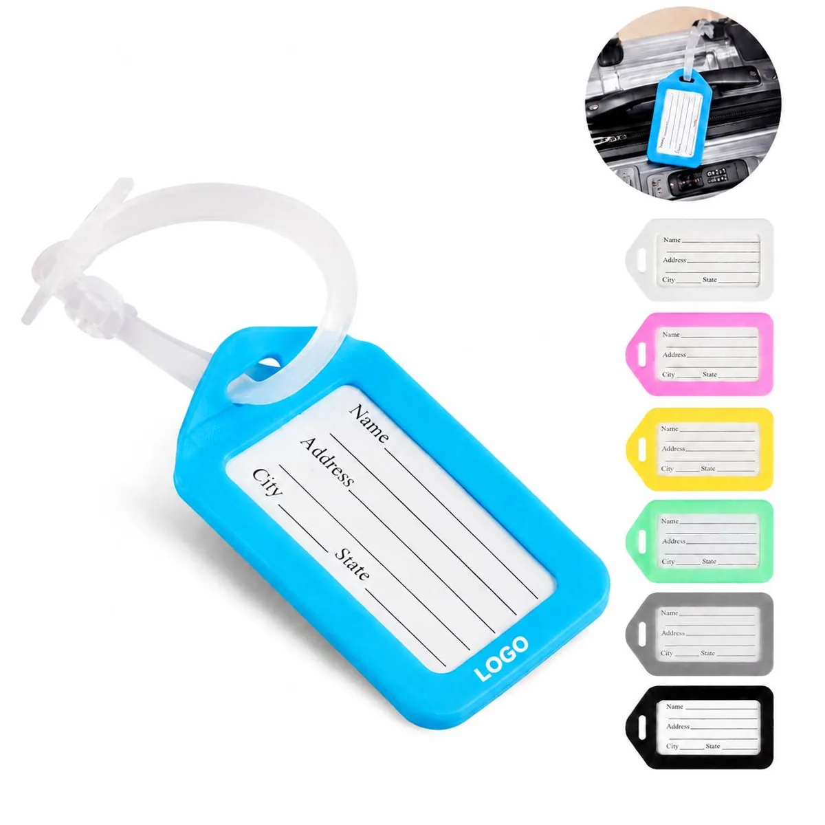 Durable Plastic Luggage Tag with Custom ID Card for Travel