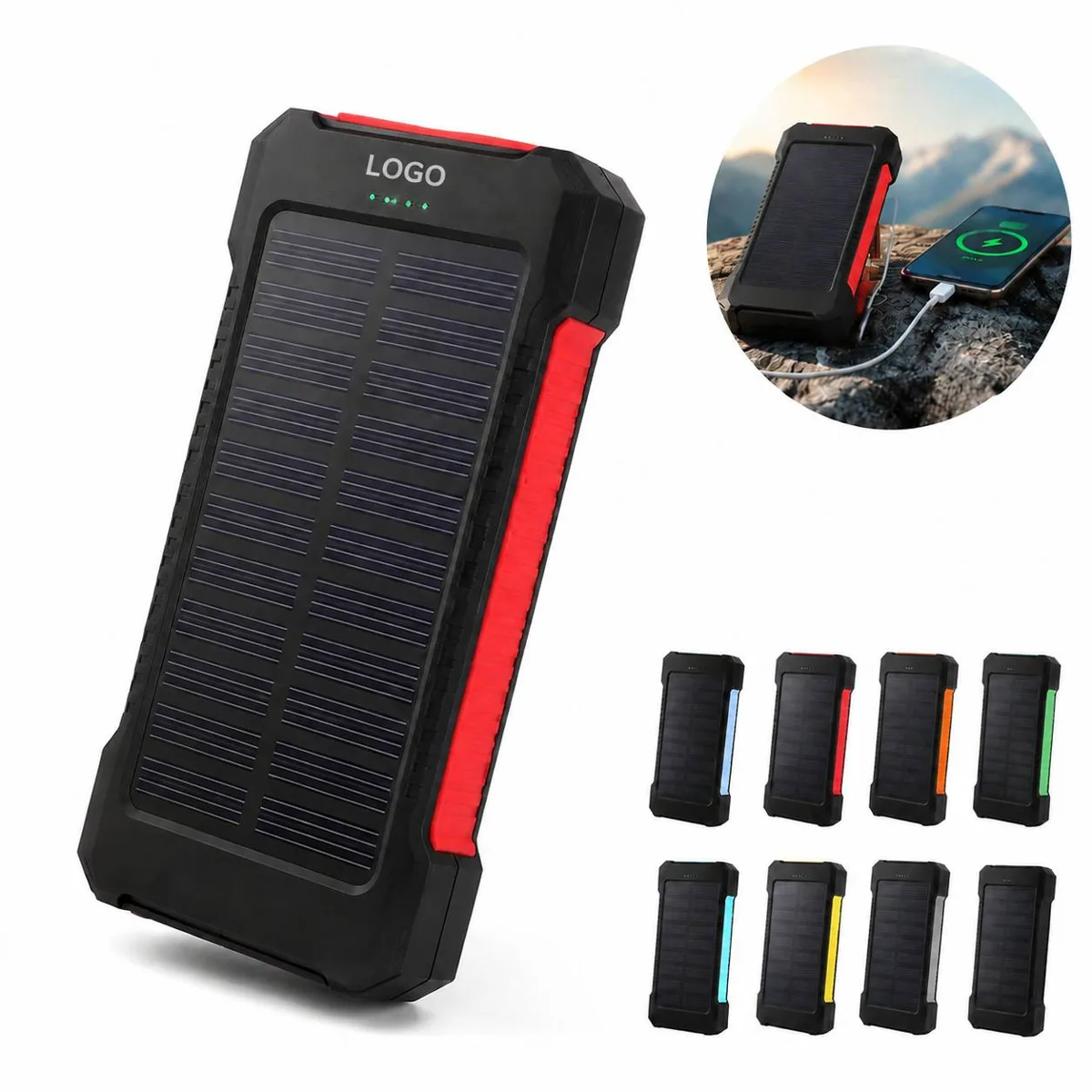 Solar Power Bank 10000mAh with LED Flashlight for Outdoor