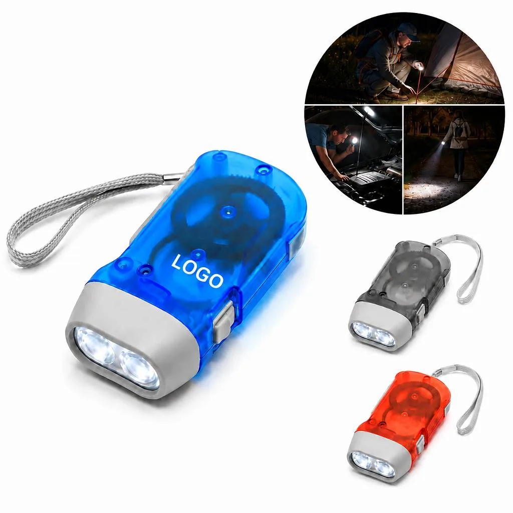 Emergency Hand Crank Flashlight with Dual Bright LED Bulbs