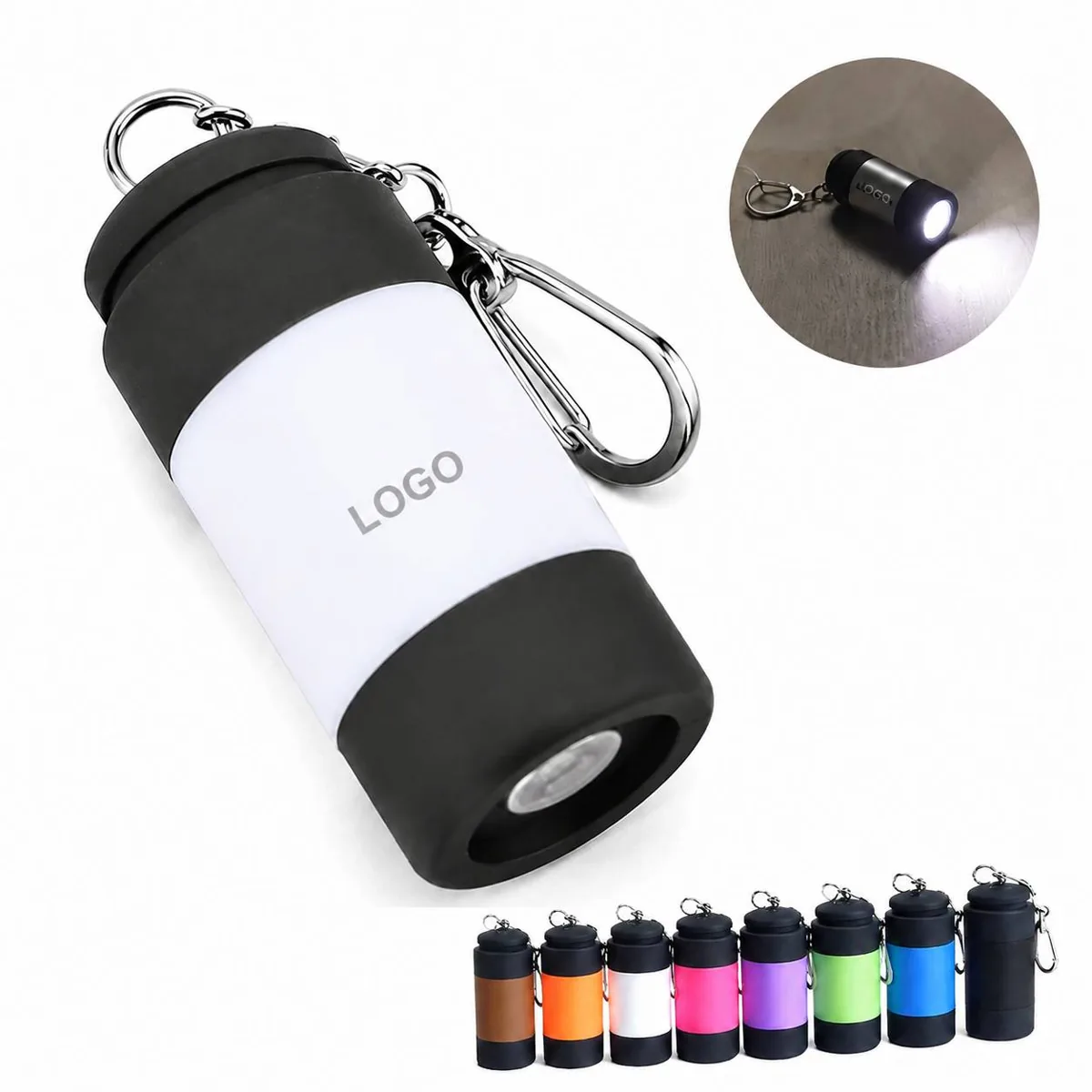Mini LED Twist Keychain Flashlight Hook, Lightweight EDC