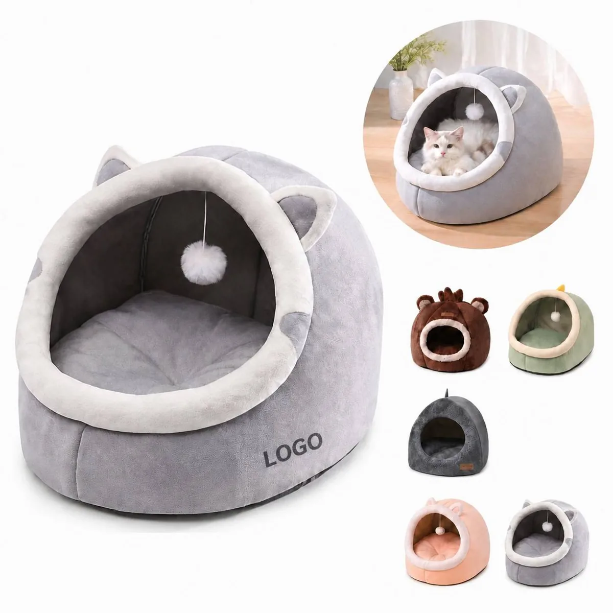 Plush Orthopedic Pet Cushion with Bolster Support