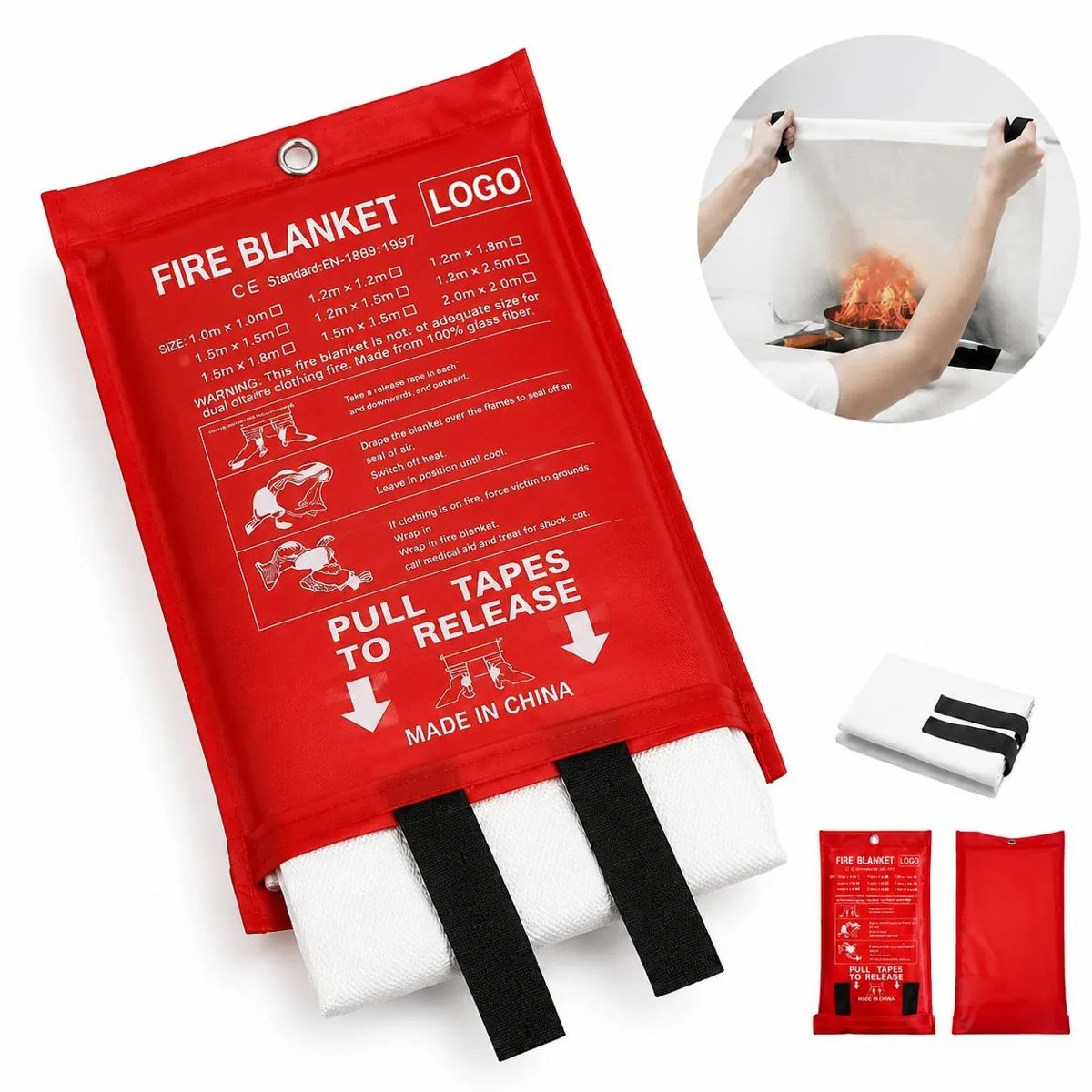 Emergency Fire Blanket for Kitchen Workshop, Fiberglass