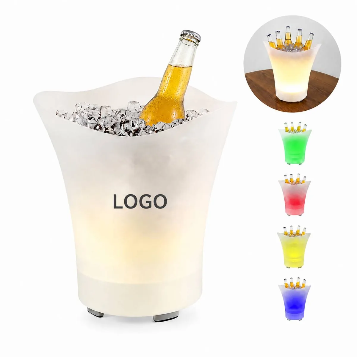 LED Ice Bucket Wireless Speaker Cooler with Color Lights
