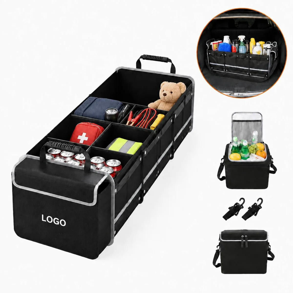 Foldable Trunk Organizer with Adjustable Compartments