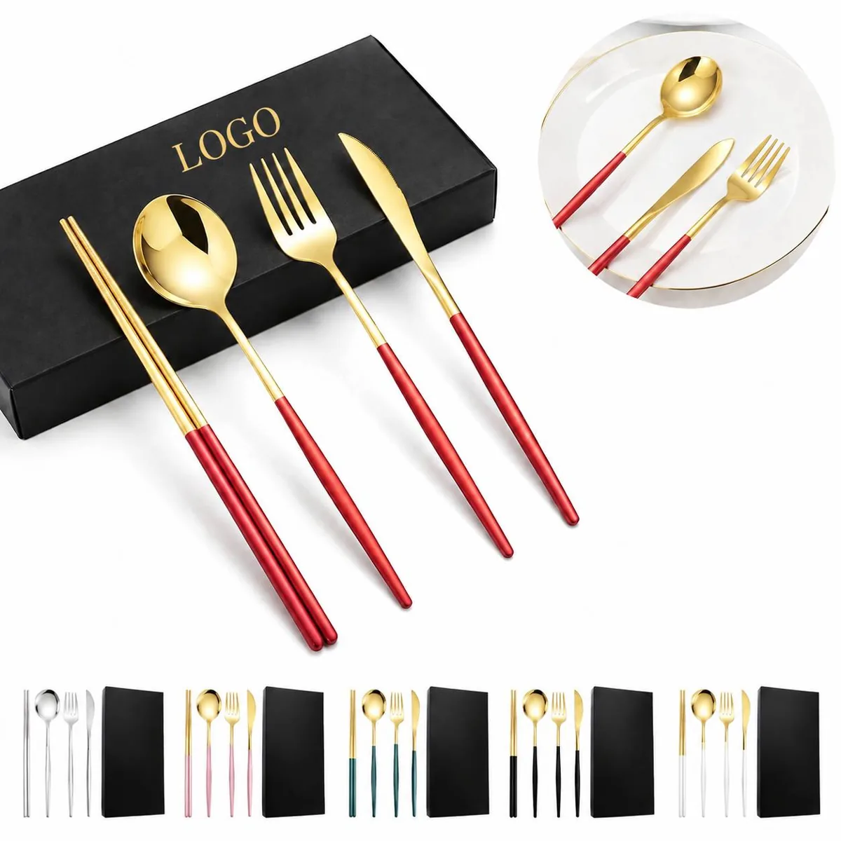 Stainless Steel Travel Flatware Set with Eco-Friendly Case