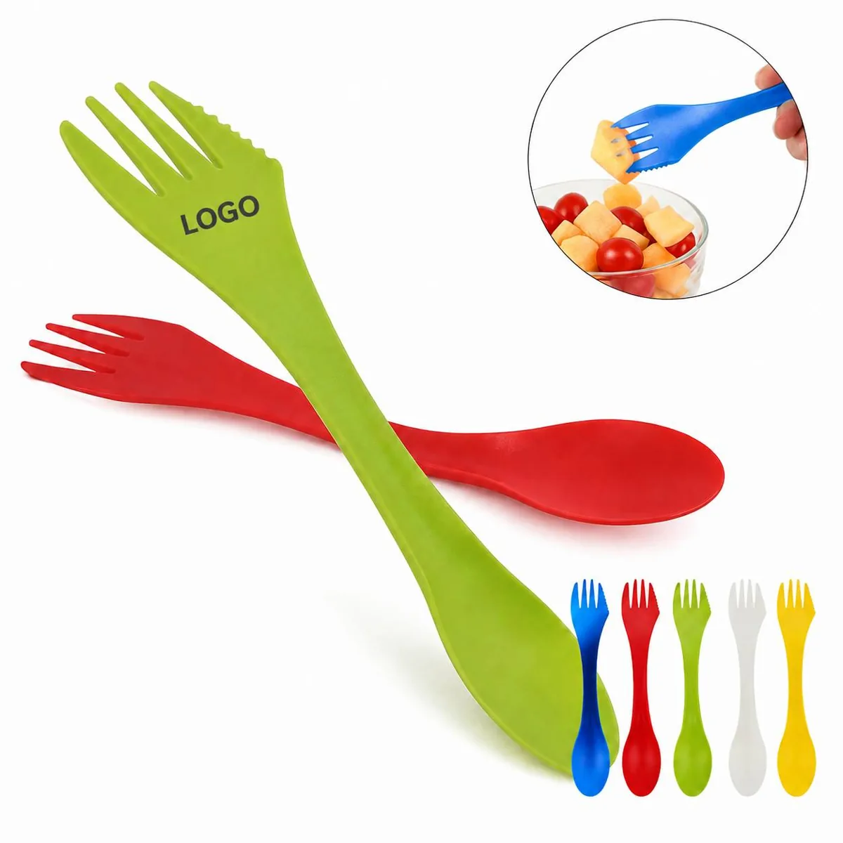 3-in-1 Spork Utensil with Knife Edge, Portable PP Camping