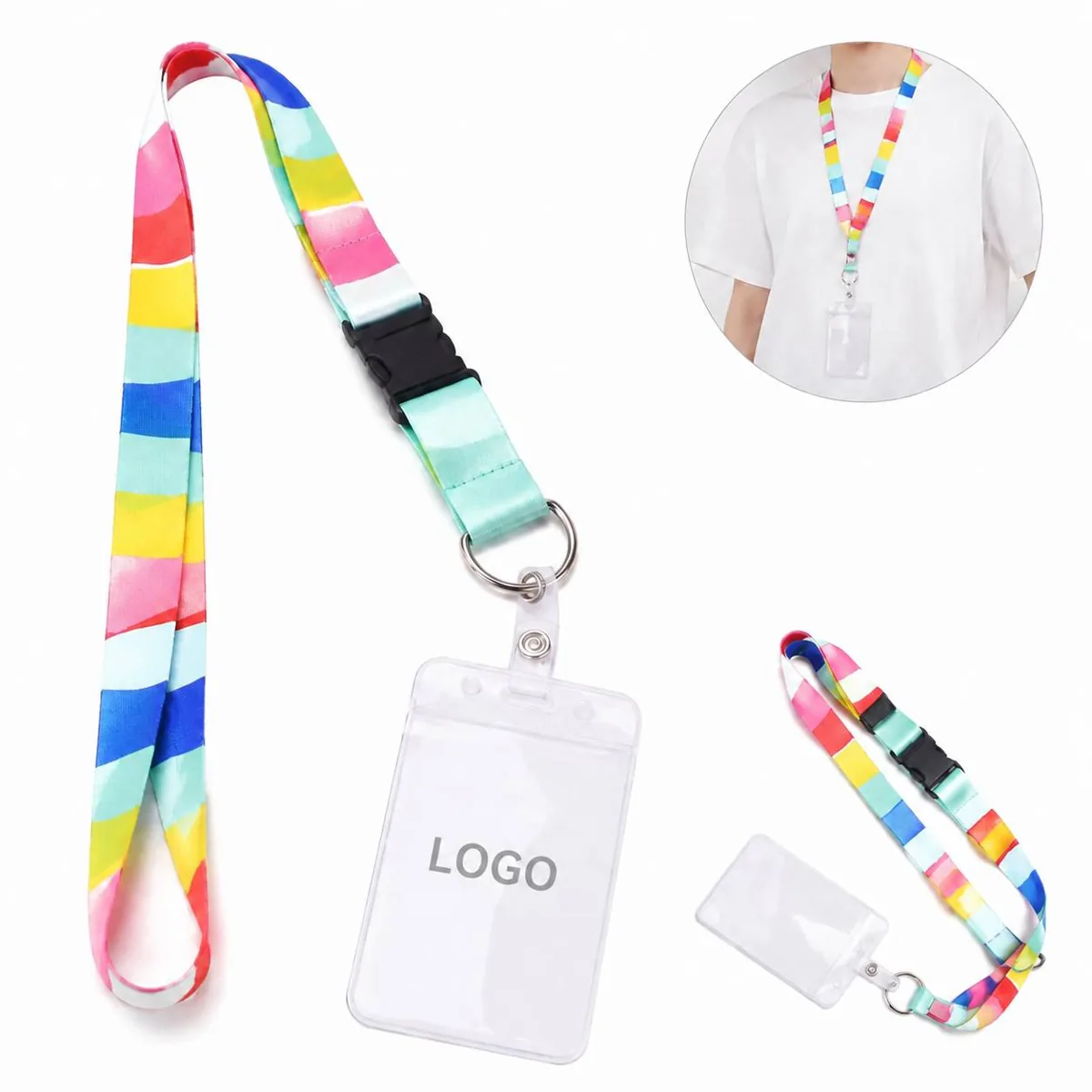 Customizable Polyester Lanyards with Clear ID Badge Holder