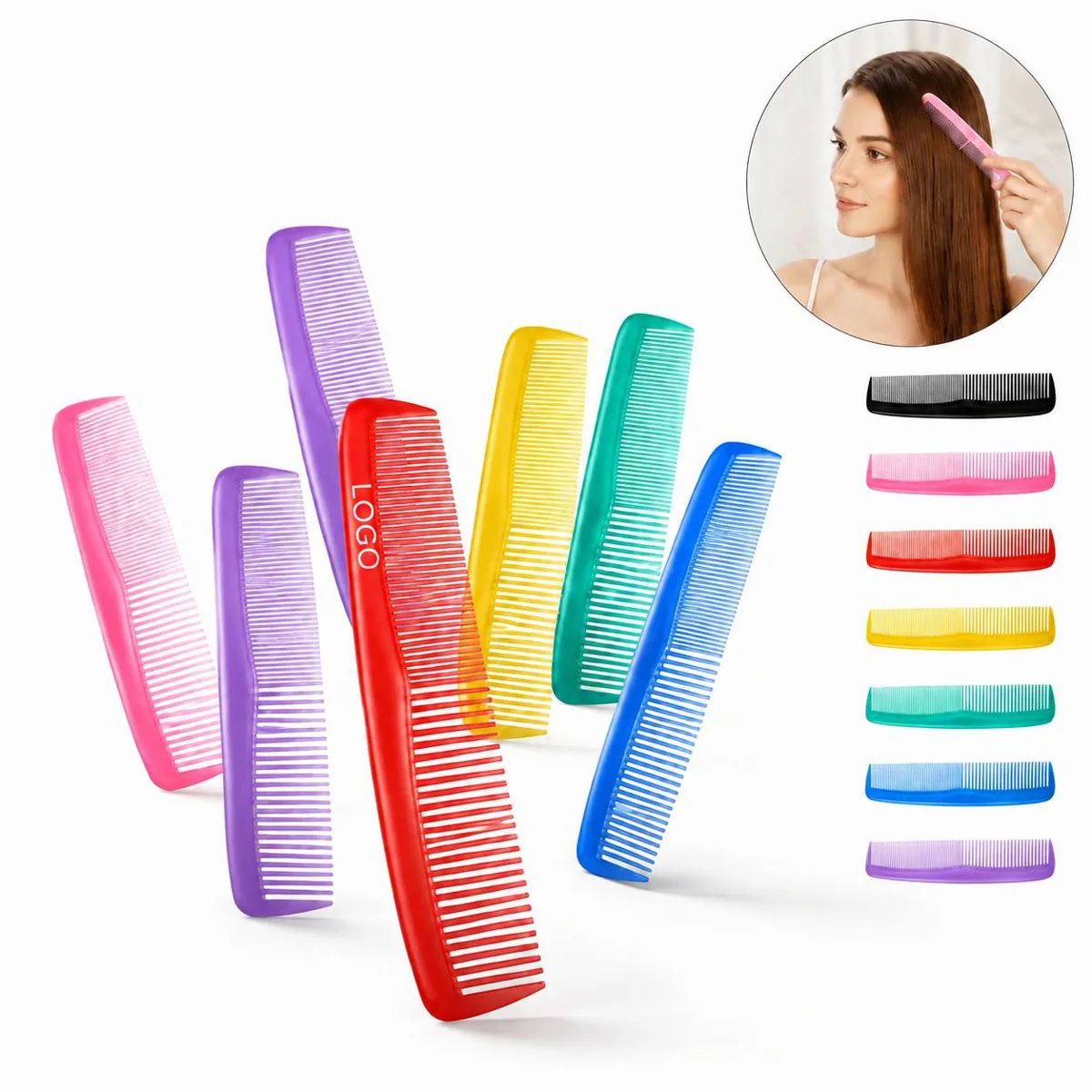 Compact Fine Tooth Plastic Travel Comb for All Hair Types