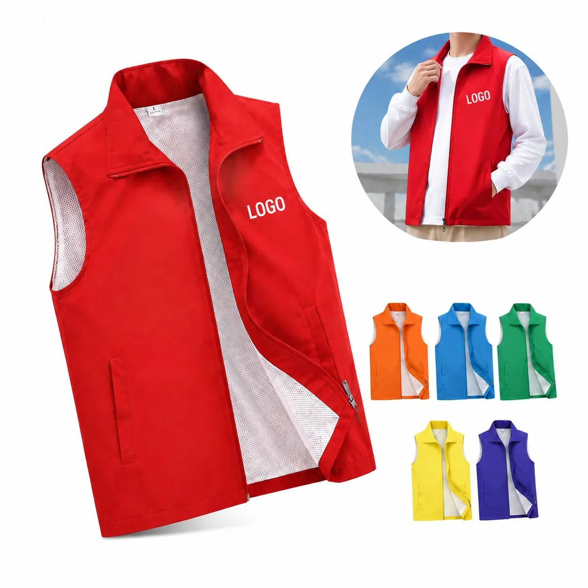 Men's Stretch Nylon Vest for Outdoor Sports & Work