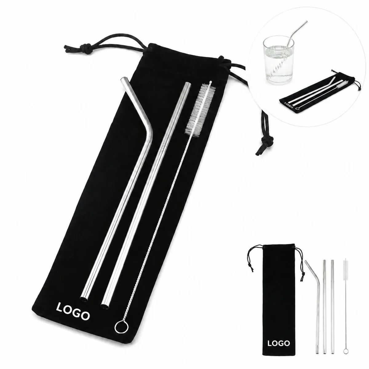 Reusable Stainless Steel Straws with Cleaning Brush