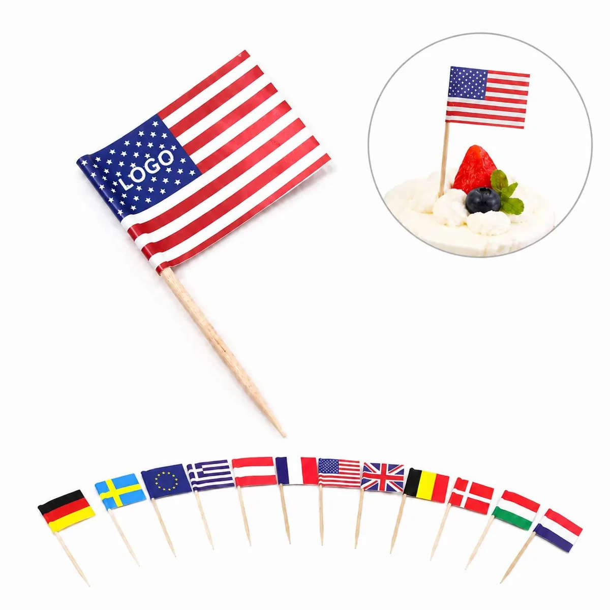 Cocktail Paper Flag Toothpicks for Party Cupcake Toppers