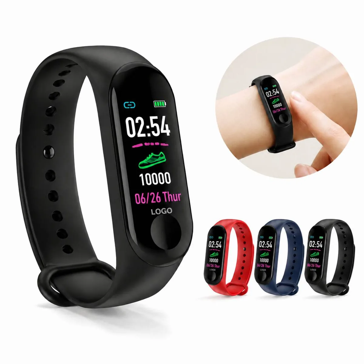 Fitness Tracker with HD Color Screen, Heart Rate & Blood