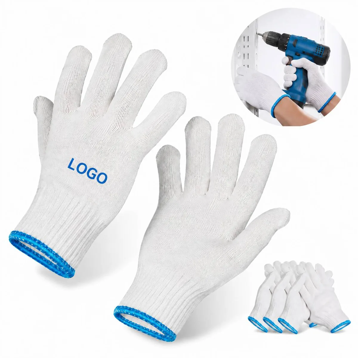Soft Cotton Work Gloves - Ergonomic Breathable Comfort Fit