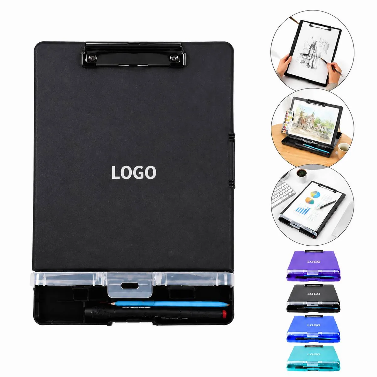 Large Capacity Plastic Clipboard with Pencil Storage