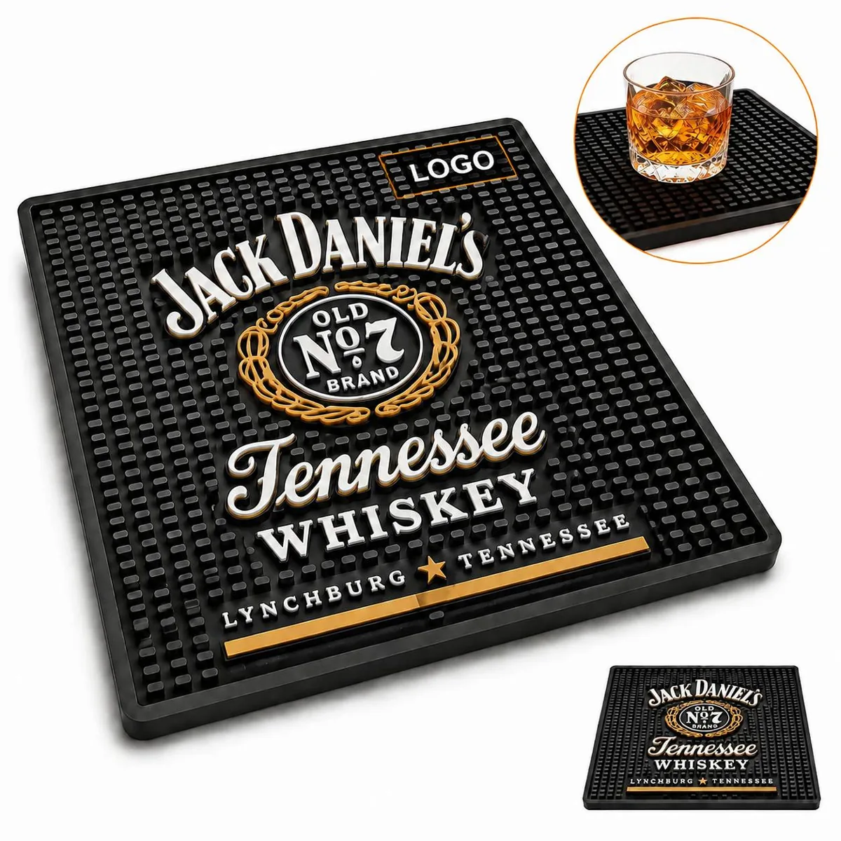 Non Slip PVC Bar Mat 14x14 Square Countertop Protection Pad