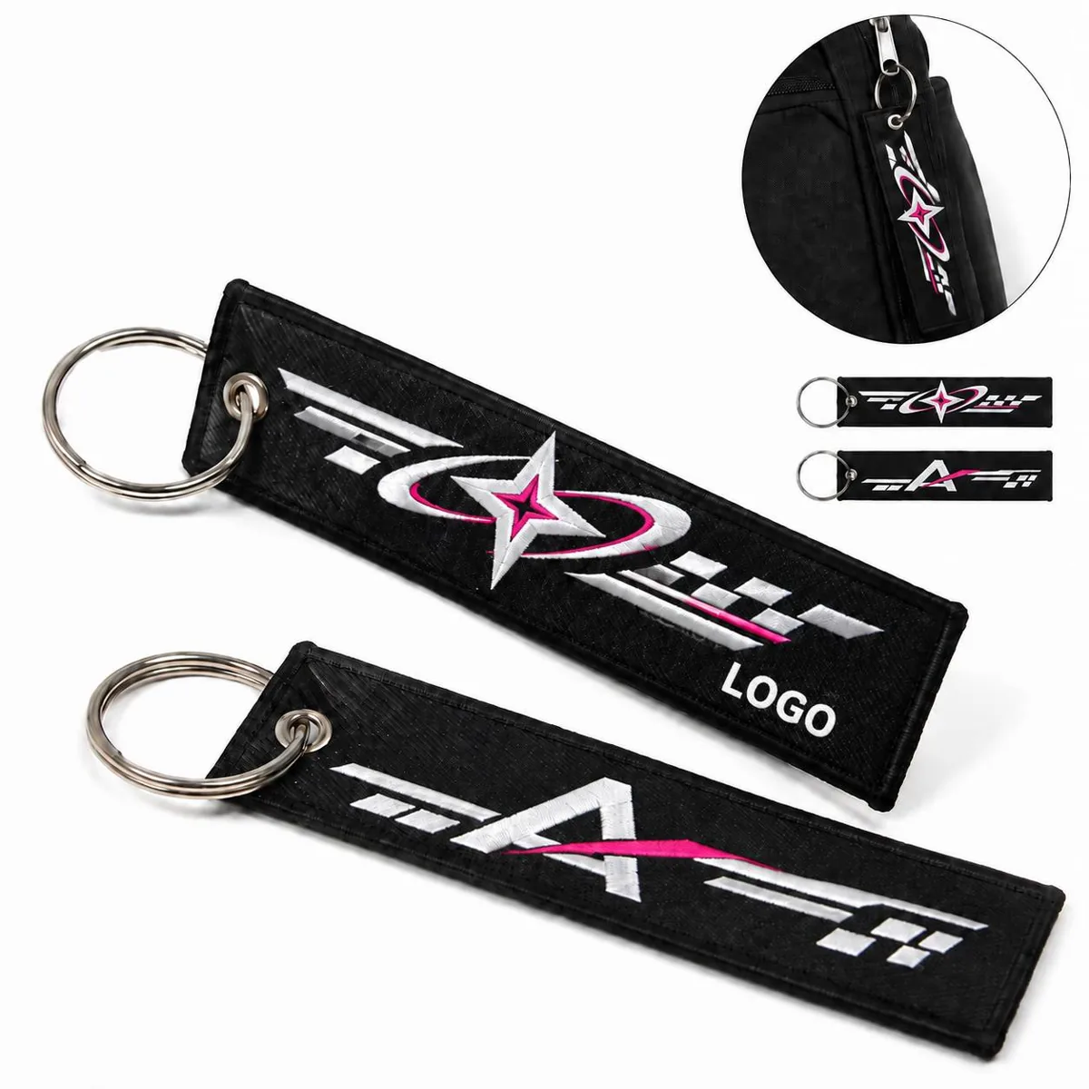 Custom Embroidered Fabric Keychains with Personalized Logo