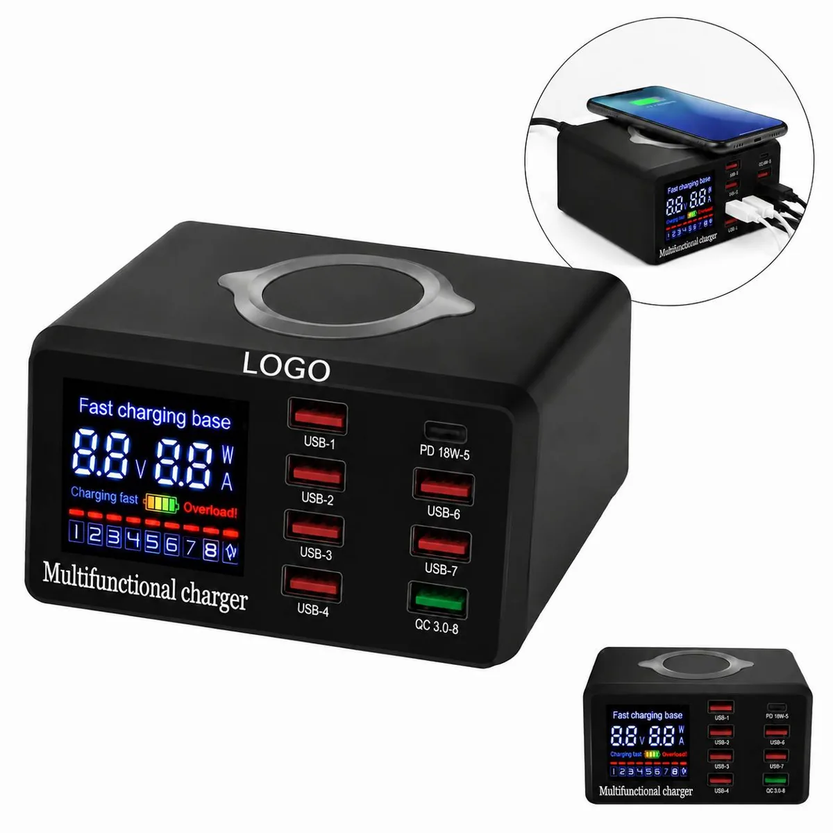 100W Universal Fast Charging Station, Multi-Port USB