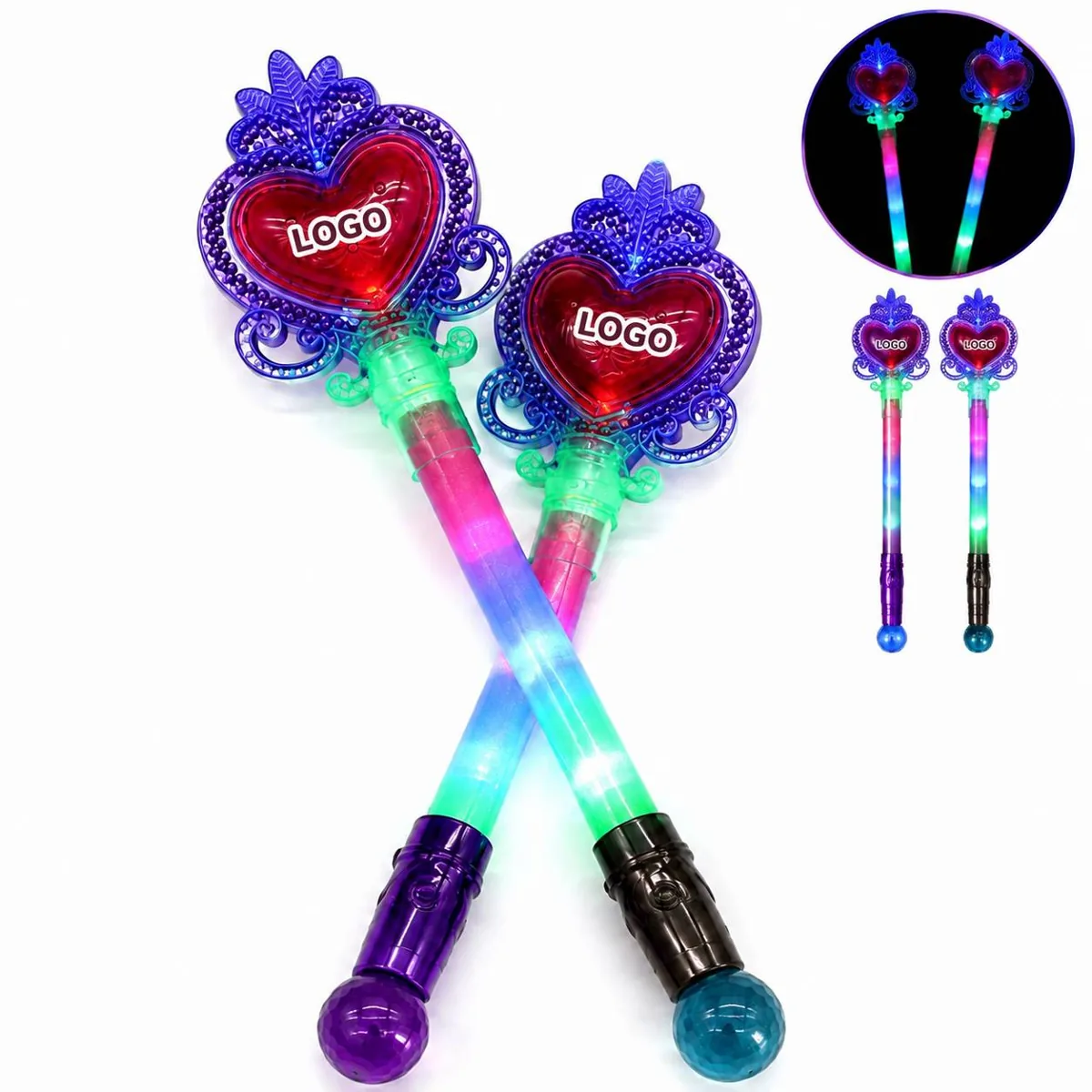 Glowing Heart Magic Scepter Toy with Spinning Diamond
