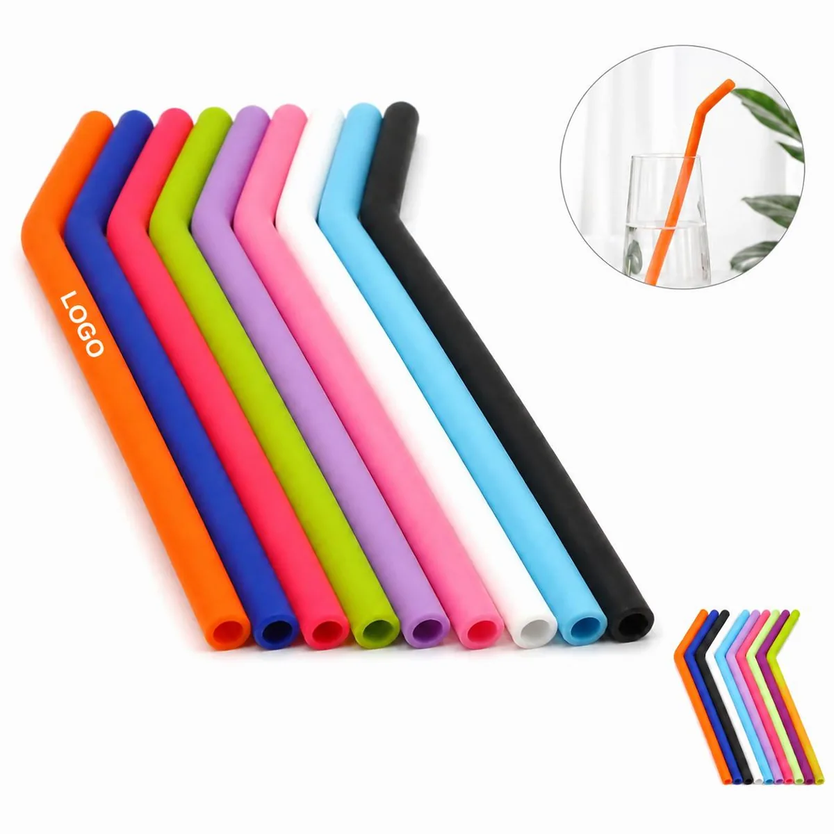 Flexible Reusable Silicone Drinking Straws Set