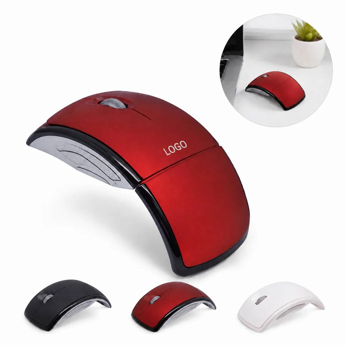 Compact Foldable Wireless Mouse with USB Receiver, Optical