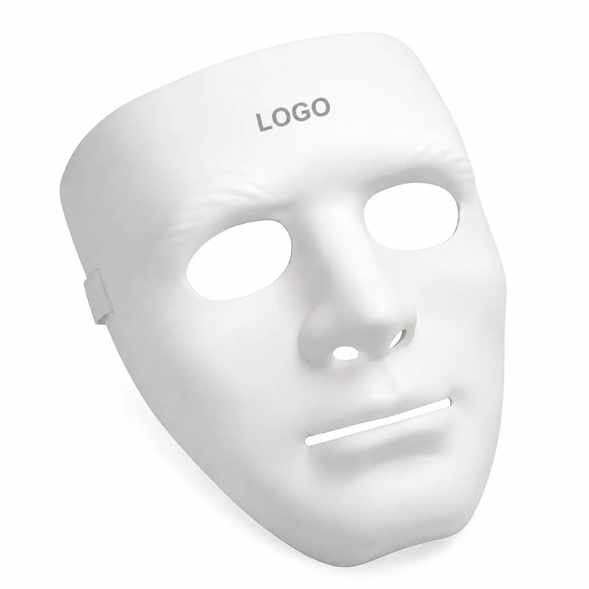 White PVC Masquerade Mask with Eye Cutouts and Elastic Strap