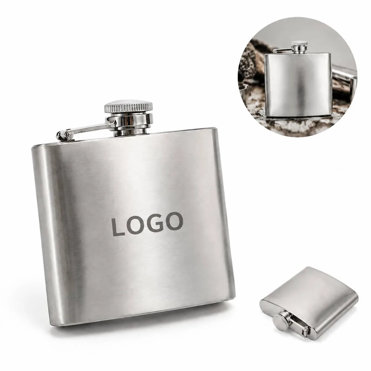 Stainless Steel 6oz Pocket Flask with Leakproof Screw Cap