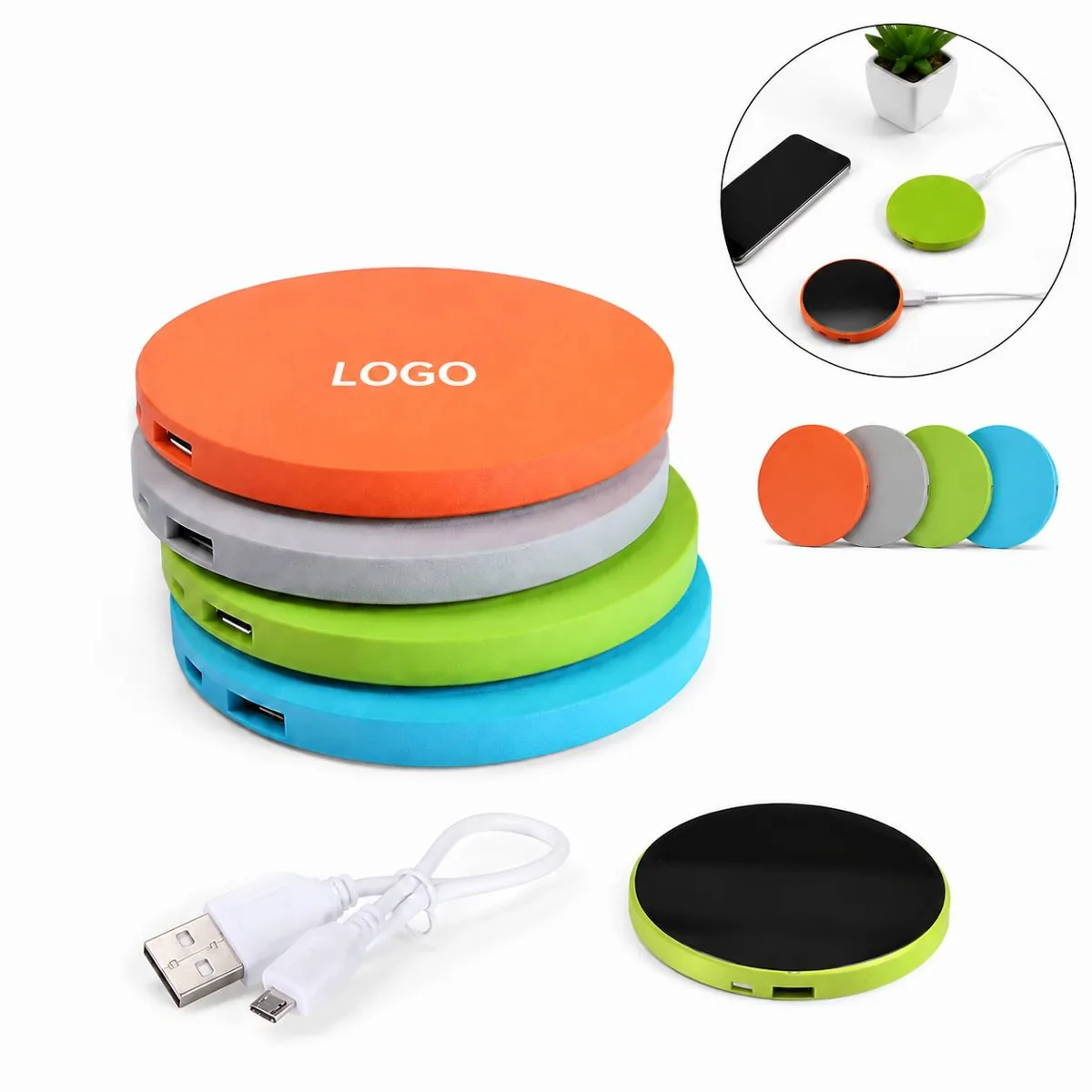 Ultra Slim 2200mAh Portable Charger with Mirror for USB