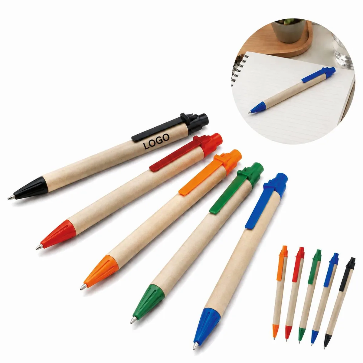 Eco Friendly Paper Barrel Ballpoint Pen Smooth Writing