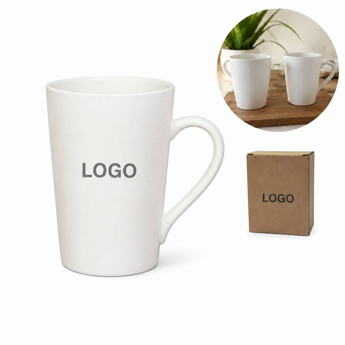 12oz Matte Ceramic Mug Conical Shape, Smooth Surface